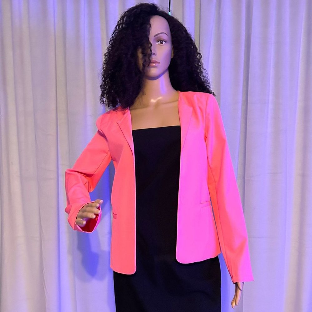 Bright Coral Blazer with Zipper Detail